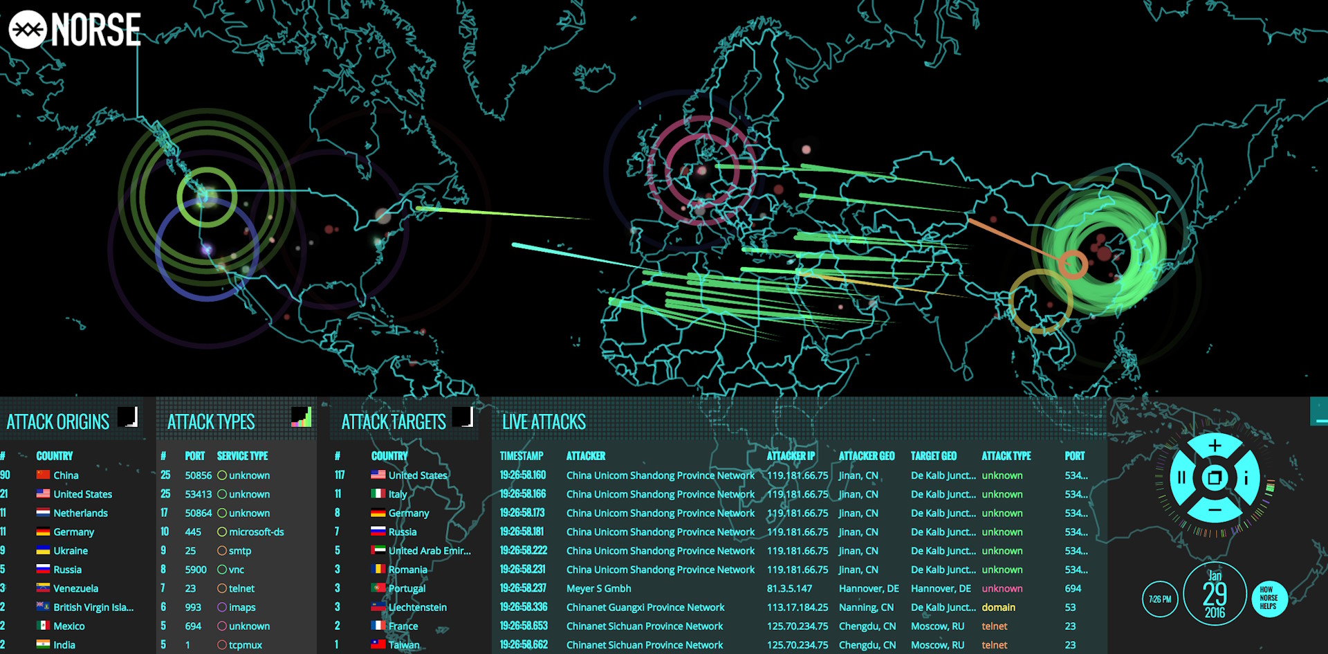 Screenshot of Norse Attack Map